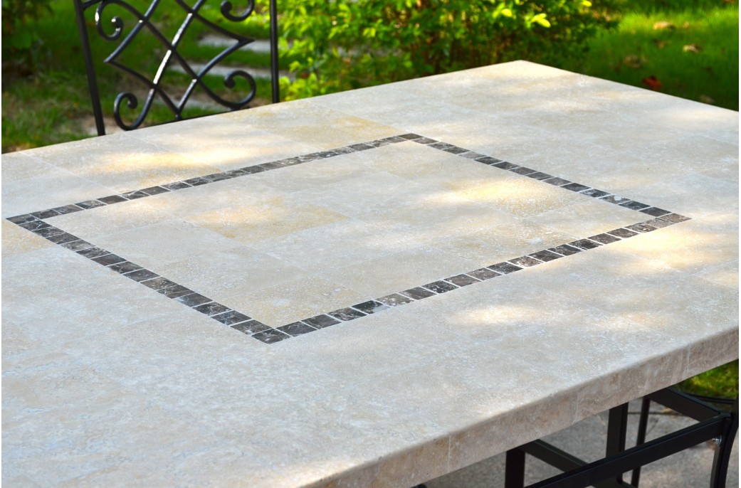 Salon De Jardin En Pierre Gamm Vert : MONTE CARLO Table de jardin 160×100 en mosaïque de marbre Pierre Salon De Jardin En Pierre Gamm Vert : MONTE CARLO Table de jardin 160×100 en mosaïque de marbre Pierre