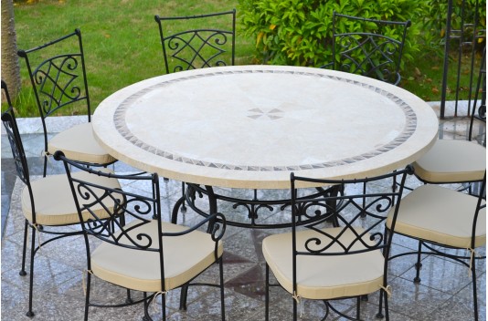 imhotep : grande table ronde diamètre 160 / 125cm mosaïque