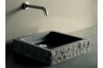Vasque en pierre noire granit ou basalt véritable 40-60cm BORNEO