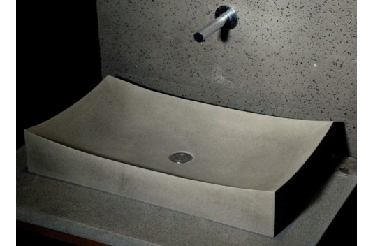 70x40 grande vasque salle de bain pierre basalte gris - toji