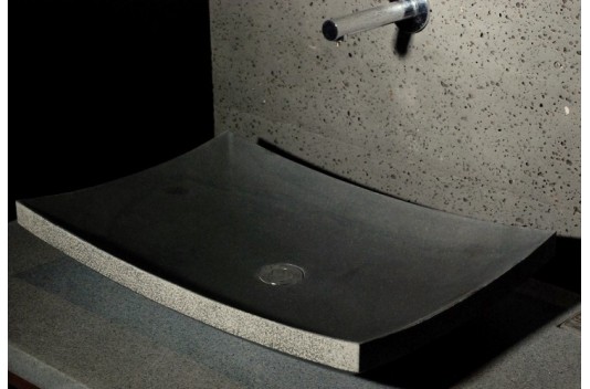 Vasque en pierre véritable noire à poser 60x40 Basalte LOTUS
