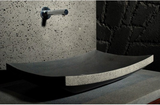 Vasque en pierre véritable noire à poser 60x40 Basalte LOTUS