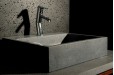 Vasque salle de bain évier granit gris trou robinetterie intégré ALPHA