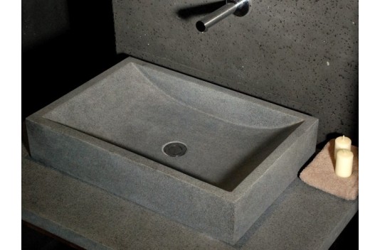 Vasque pierre naturelle grise en granit véritable TORRENCE Vasque pierre naturelle grise en granit véritable TORRENCE
