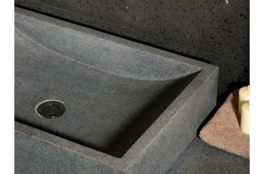 Vasque pierre naturelle grise en granit véritable TORRENCE Vasque pierre naturelle grise en granit véritable TORRENCE