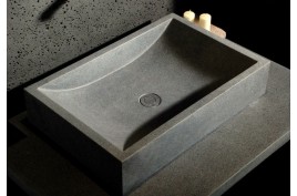 Vasque en pierre naturelle grise granit véritable TORRENCE