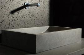 Vasque pierre naturelle grise en granit véritable TORRENCE