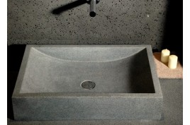 Vasque salle de bain pierre 60x40 granit véritable gris TORRENCE