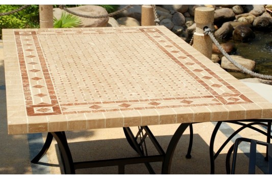 Table de jardin mosaïque marbre pierre naturelle 160-200-240 TOSCANE Table de jardin mosaïque marbre pierre naturelle 160-200-240 TOSCANE