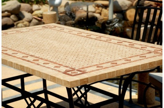 Table de jardin mosaïque marbre pierre naturelle 160-200-240 TOSCANE Table de jardin mosaïque marbre pierre naturelle 160-200-240 TOSCANE