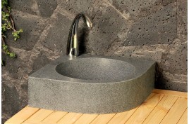 Lave mains en pierre d'angle 34x34cm granit véritable SAMOA