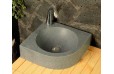 Lave mains en pierre d'angle 34x34cm granit véritable SAMOA