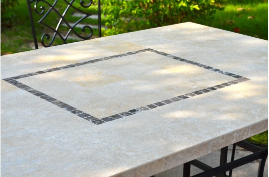 Table jardin pierre naturelle 160-200-240 mosaïque marbre MONTE CARLO Table jardin pierre naturelle 160-200-240 mosaïque marbre MONTE CARLO