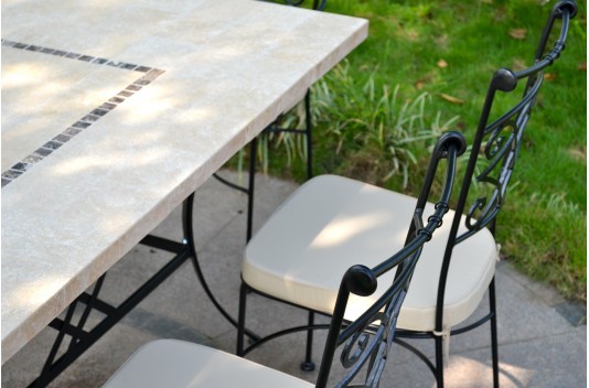 Table jardin pierre naturelle 160-200-240 mosaïque marbre MONTE CARLO Table jardin pierre naturelle 160-200-240 mosaïque marbre MONTE CARLO