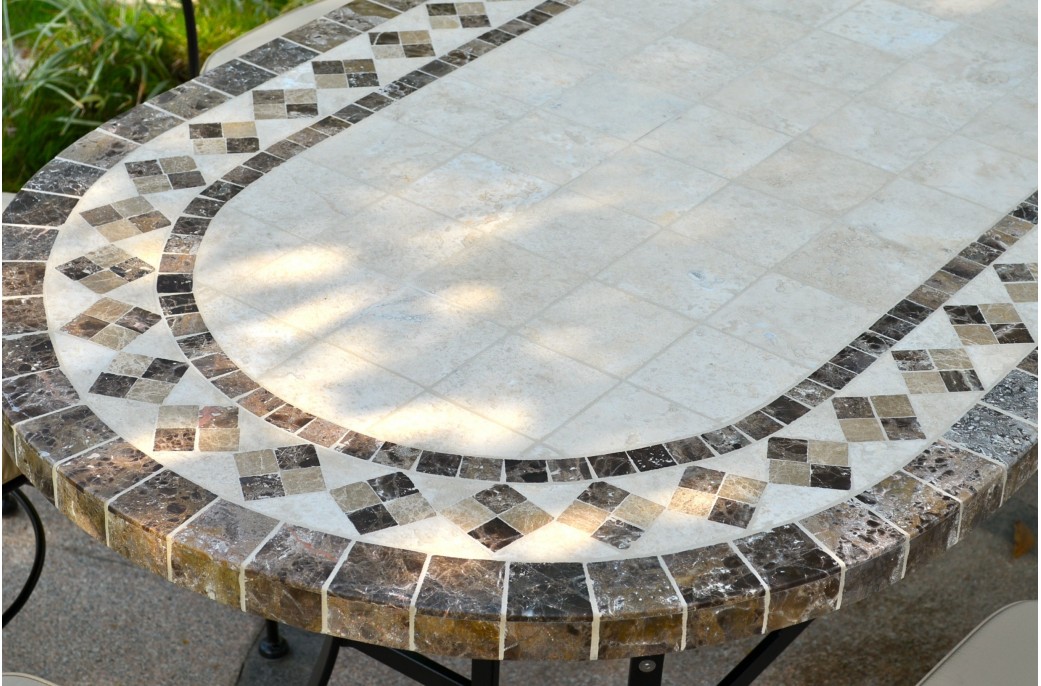 Tables de jardin en mosaïque de marbre pierre naturelle Living’ROC