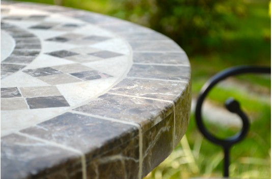 Table de jardin en mosaïque marbre travertin ovale 160-180-240  OVALI Table de jardin en mosaïque marbre travertin ovale 160-180-240  OVALI