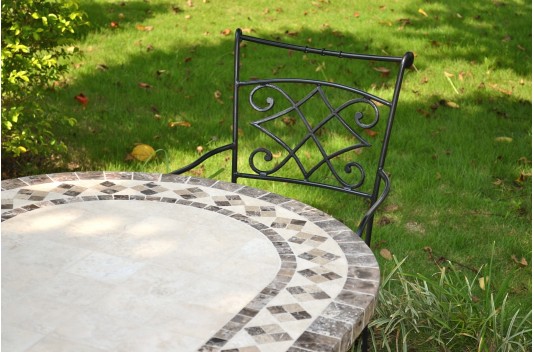 Table de jardin en mosaïque marbre travertin ovale 160-180-240  OVALI Table de jardin en mosaïque marbre travertin ovale 160-180-240  OVALI