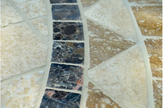 Table de jardin ronde pierre mosaïque marbre 90-160 MEXICO