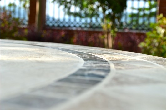 Table de jardin ronde pierre mosaïque marbre 90-160 MEXICO