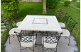 Table de jardin carrée mosaïque de marbre-travertin CAPRI