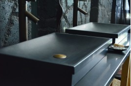 Vasque en pierre 60x40 granit noir véritable DUNE SHADOW