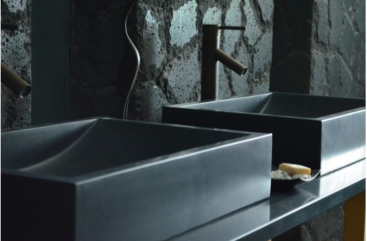 Vasque en pierre granit noir véritable luxe TORRENCE SHADOW Vasque en pierre granit noir véritable luxe TORRENCE SHADOW