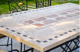 Table de jardin mosaique marbre pierre naturelle 120-160-200-240 TAMPA