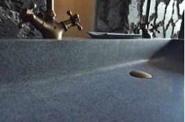 Double vasques en pierre véritable granit gris 100x46 LOOAN