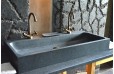 Double vasques en pierre véritable granit gris 100x46 LOOAN