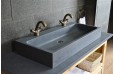 Double vasques en pierre véritable granit gris 100x46 LOOAN