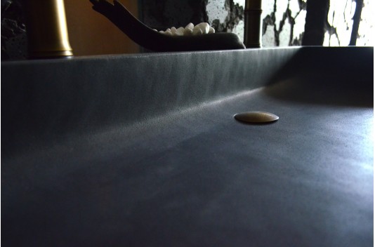 Double vasque en pierre 100x46 de granit noir véritable LOOAN SHADOW Double vasque en pierre 100x46 de granit noir véritable LOOAN SHADOW