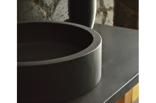 Vasque ronde pierre naturelle basalte noir RONDO DARK