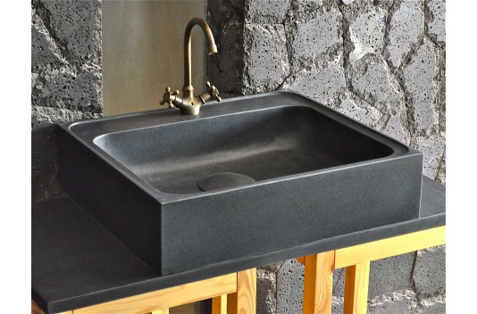 Évier de cuisine en Pierre Granit Noir 70x60 LAGOS SHADOW Évier de cuisine en Pierre Granit Noir 70x60 LAGOS SHADOW