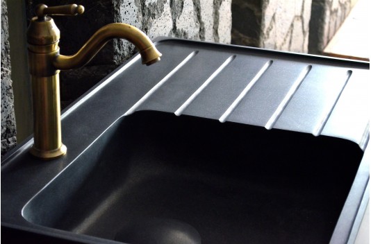 Évier de cuisine pierre 90x60 Granit Noir Luxe NORWAY SHADOW Évier de cuisine pierre 90x60 Granit Noir Luxe NORWAY SHADOW