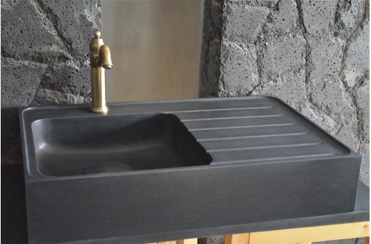 Évier de cuisine pierre 90x60 Granit Noir Luxe NORWAY SHADOW Évier de cuisine pierre 90x60 Granit Noir Luxe NORWAY SHADOW