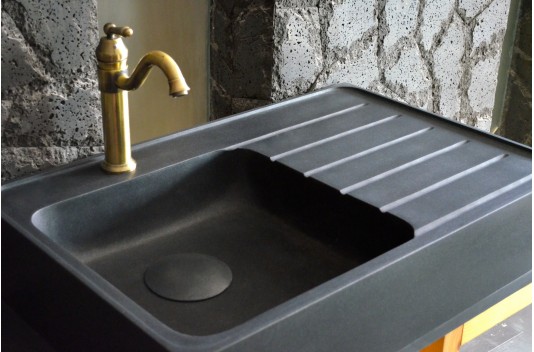 Évier de cuisine pierre 90x60 Granit Noir Luxe NORWAY SHADOW Évier de cuisine pierre 90x60 Granit Noir Luxe NORWAY SHADOW
