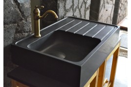 Évier de cuisine pierre 90x60 Granit Noir Luxe NORWAY SHADOW