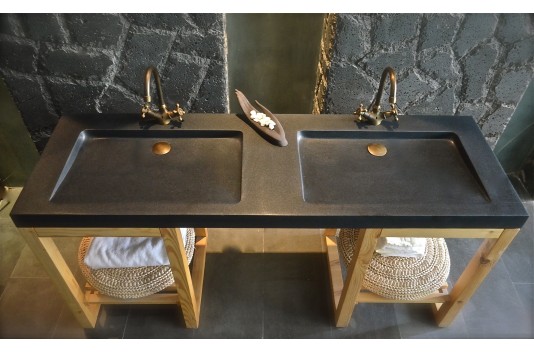 Double vasque en granit véritable taillé dans la masse160x50 FOLEGE SHADOW Double vasque en granit véritable taillé dans la masse160x50 FOLEGE SHADOW