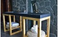 Double vasque en pierre 160x50 granit noir Luxe FOLEGE SHADOW