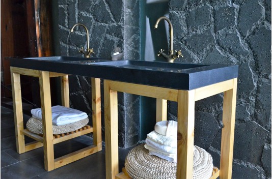 Double vasque en granit véritable taillé dans la masse160x50 FOLEGE SHADOW Double vasque en granit véritable taillé dans la masse160x50 FOLEGE SHADOW