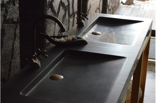 Double vasque en granit véritable taillé dans la masse160x50 FOLEGE SHADOW Double vasque en granit véritable taillé dans la masse160x50 FOLEGE SHADOW