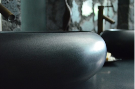 Vasque à poser en pierre naturelle granit noir véritable luxe COCOON SHADOW