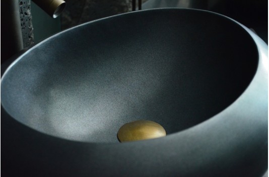 Vasque à poser en pierre naturelle granit noir véritable luxe COCOON SHADOW