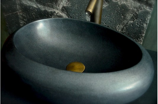 Vasque à poser en pierre naturelle granit noir véritable luxe COCOON SHADOW