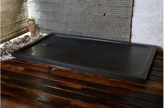 Receveur de douche 120X80 à l'italienne véritable Granit Noir PALAOS SHADOW