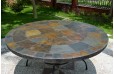 Table de jardin ronde mosaique d'ardoise multicolor 125-160 OCEANE