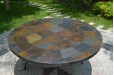 Table de jardin ronde mosaique d'ardoise multicolor 125-160 OCEANE