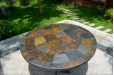 Table de jardin ronde mosaique d'ardoise multicolor 125-160 OCEANE