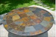 Table de jardin ronde mosaique d'ardoise multicolor 125-160 OCEANE