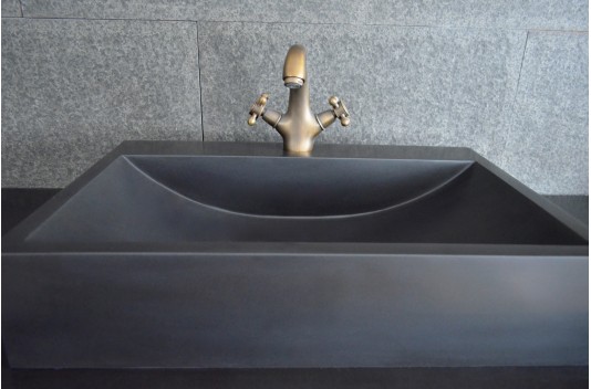 Vasque pierre naturelle véritable granit ou basalte PEGASUS SHADOW